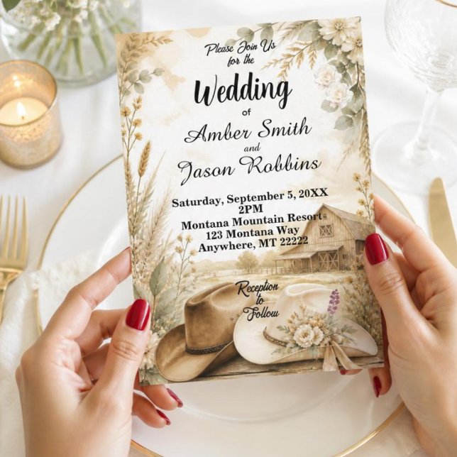 Rustikale Western-Scheunen-Hochzeitseinladung Einladung (Von Creator hochgeladen)