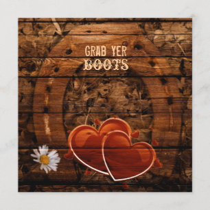 Rustikale Western-Scheunen-Holzuheisen-Hochzeit Einladung
