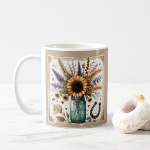 Rustikale Western-Sonnenblumen-Tasse Geschenk Kaffeetasse
