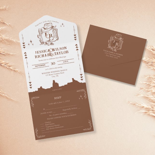 Rustikale Western Wüste Cowboy Boots Skull All In One Einladung (Von Creator hochgeladen)