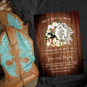 Rustikale westliche Blumen-Cowgirl-Baby-Party Einladung