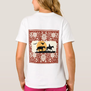 Rustikale westliche Cowboy-Pferd-Blumen-Volkskunst T-Shirt