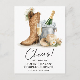 Rustikale westliche Hochzeitseinladung Postkarte