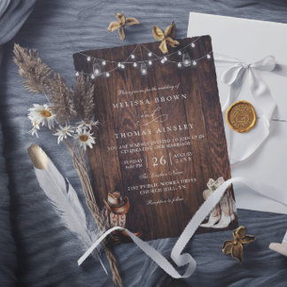 Rustikale westliche Landhochzeit im eleganten Chic Einladung