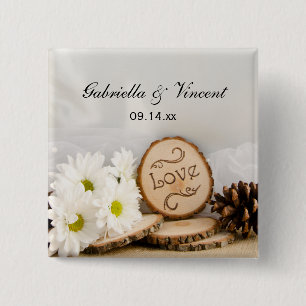 Rustikale White Daisies Woodland Wedding Button