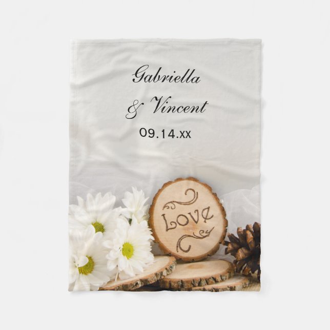 Rustikale White Daisies Woodland Wedding Fleecedecke (Vorderseite)