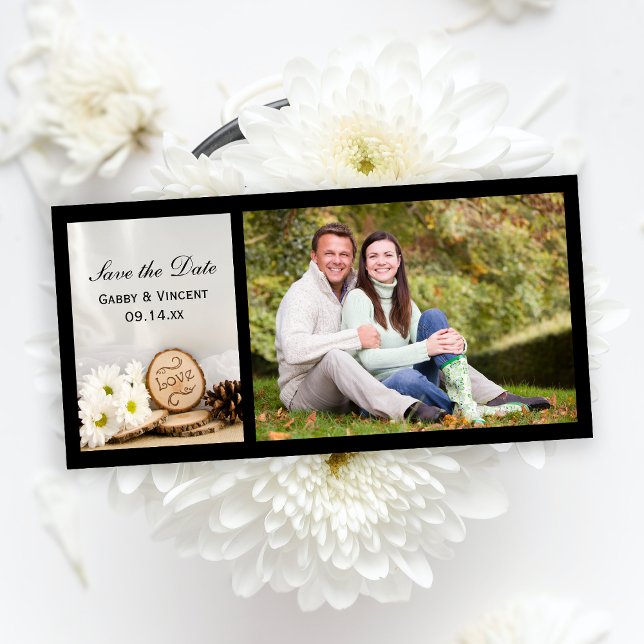 Rustikale White Daisy Woodland Wedding rettet das  Save The Date (Von Creator hochgeladen)