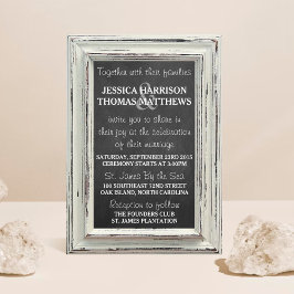 Rustikale White Frame & Chalkboard Hochzeitskollek Einladung