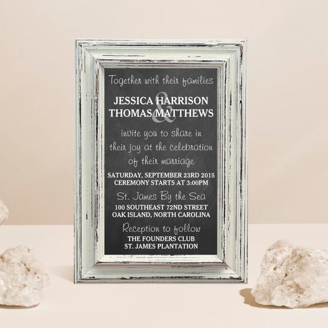Rustikale White Frame & Chalkboard Hochzeitskollek Einladung (Von Creator hochgeladen)
