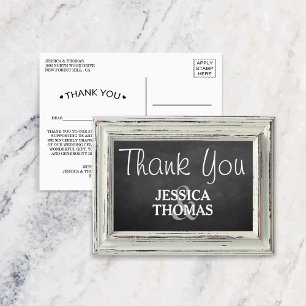 Rustikale White Frame & Chalkboard Hochzeitskollek Postkarte