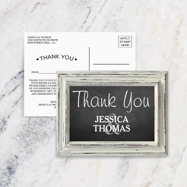 Rustikale White Frame & Chalkboard Hochzeitskollek Postkarte (Von Creator hochgeladen)