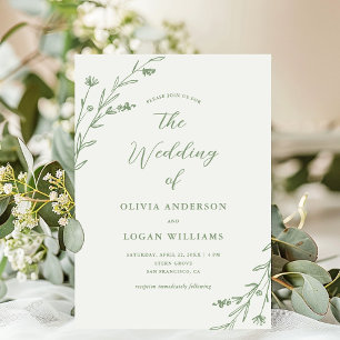 Rustikale White Sage Green Wildblume Boho Wedding Einladung