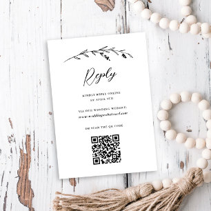 Rustikale White Wildblume Online QR Code Hochzeit RSVP Karte