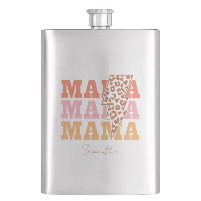 Rustikale Wiederholung "Mama" Flachmann (Vorderseite)