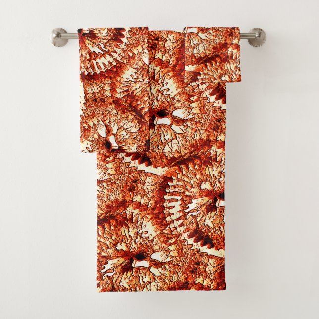 Rustikale Wiederholung rötlicher Korallenrosetten Badhandtuch Set (Insitu)