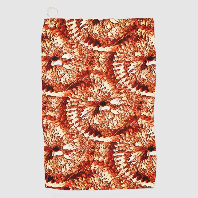 Rustikale Wiederholung rötlicher Korallenrosetten Golfhandtuch (Vorderseite)