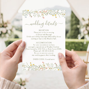 Rustikale Wiesen-Blumen-Landhochzeit-Detailkarten Begleitkarte