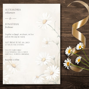 Rustikale Wiesenhochzeit mit Gänseblümchen Einladung