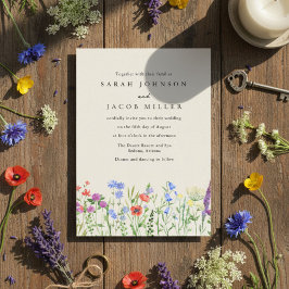 Rustikale Wiesenhochzeit-Wildblumen-Hochzeitseinla Einladung