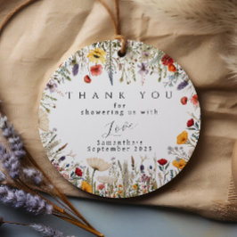 Rustikale Wildblume Baby Dusche Gevor Tag in Weiß Geschenkanhänger