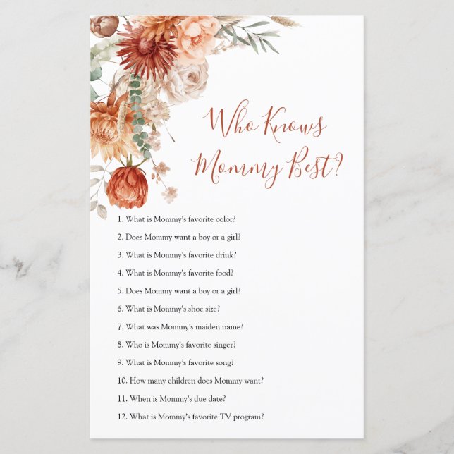 Rustikale Wildblume Babydusche, die Mommy am beste (Vorderseite)