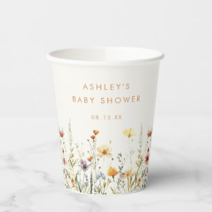 Rustikale Wildblume Babydusche Papiertüten Pappbecher