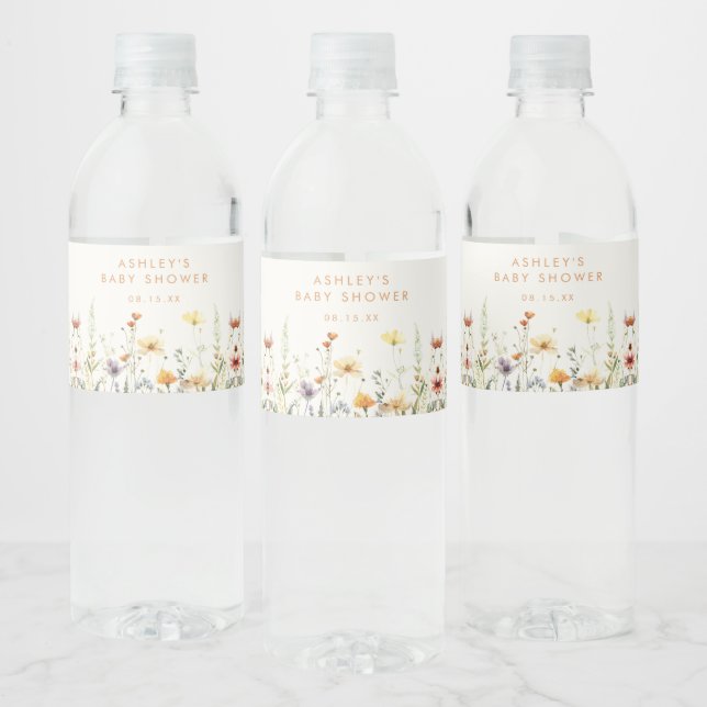 Rustikale Wildblume Babydusche Wasser Flasche Etik Wasserflaschenetikett (Flaschen)