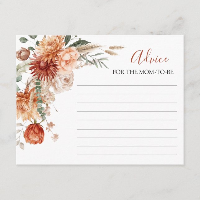 Rustikale Wildblume Babyduschempfehlung für Mami Begleitkarte (Vorderseite)