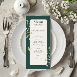 Rustikale Wildblume bildet Smaragdgrüne Hochzeit Menükarte
