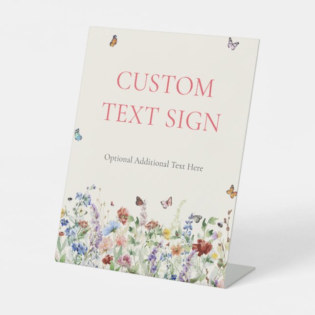Rustikale Wildblume Blumenhochzeit Sockelschild (Vorderseite)