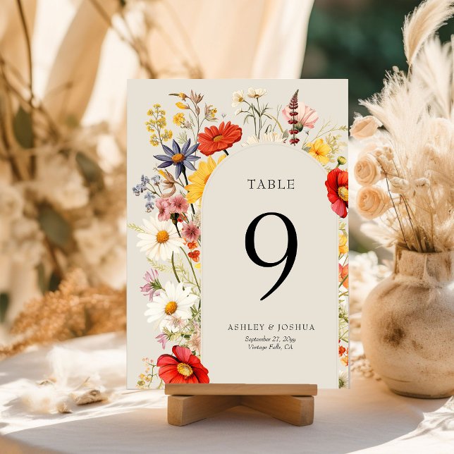 Rustikale Wildblume Blumenkarte Tischnummer (Table Number Card from the Rustic Wildflower Wedding Collection by Darling & May)