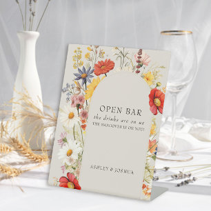 Rustikale Wildblume Blumenstrauch Open Bar Wedding Sockelschild