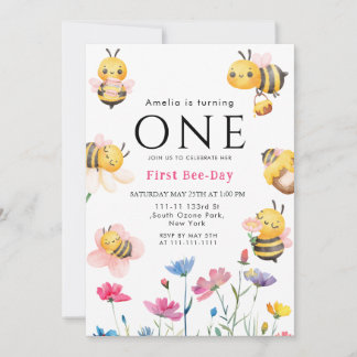 Rustikale Wildblume Boho Erster Bienentag Einladung