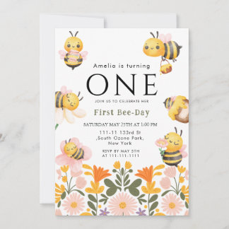 Rustikale Wildblume Boho Erster Bienentag Einladung