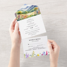 Rustikale Wildblume | Boho Wedding All In One Einladung
