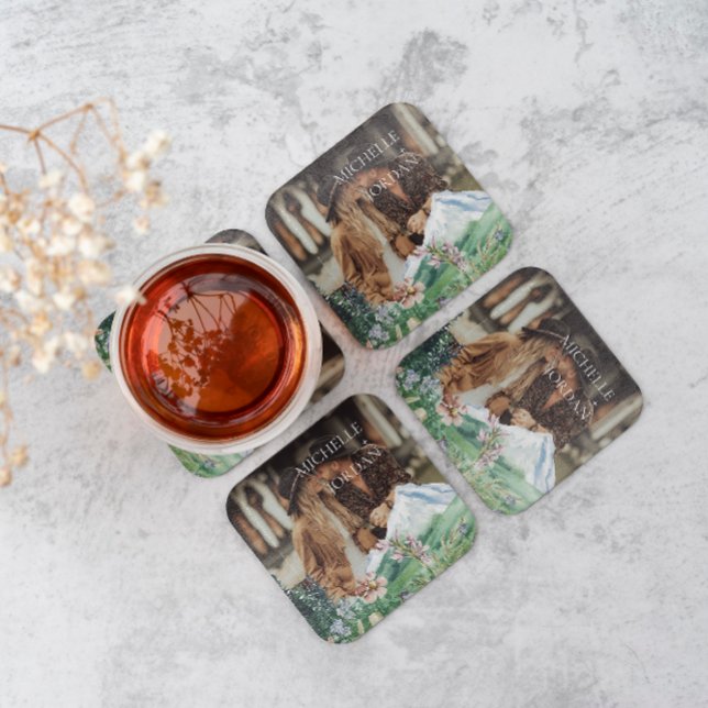 Rustikale Wildblume | Boho Wedding Foto Rechteckiger Pappuntersetzer (Von Creator hochgeladen)