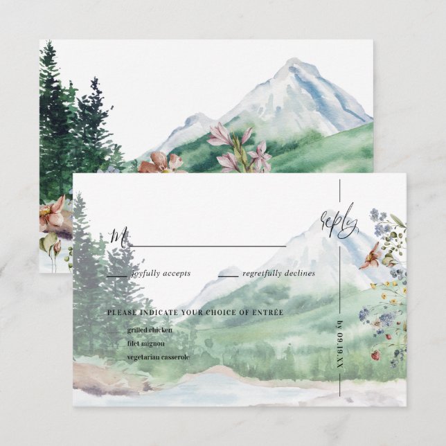 Rustikale Wildblume | Boho Wedding RSVP (Vorne/Hinten)