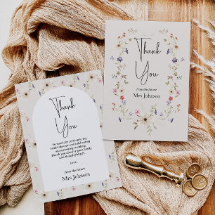 Rustikale Wildblume Brautparty Danke Karte