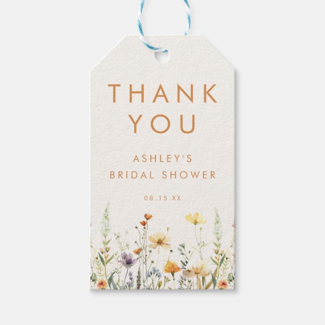 Rustikale Wildblume Brautparty Gefallen Geschenkanhänger (Vorderseite)