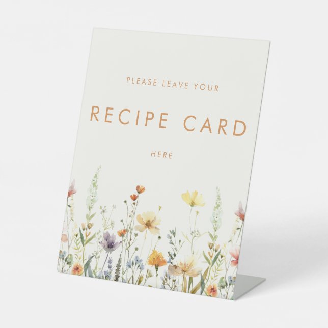 Rustikale Wildblume Brautparty Rezept Karte Sockelschild (Vorderseite)