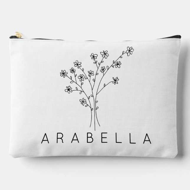 Rustikale Wildblume Bridesmaid Name Zubehörtasche (Vorderseite)