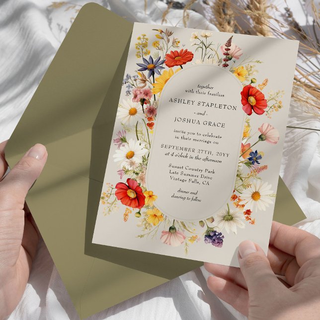 Rustikale Wildblume Elegante Blumenhochzeit Einladung (Elegant modern floral wedding invitation from my Rustic Wildflower Wedding Collection)