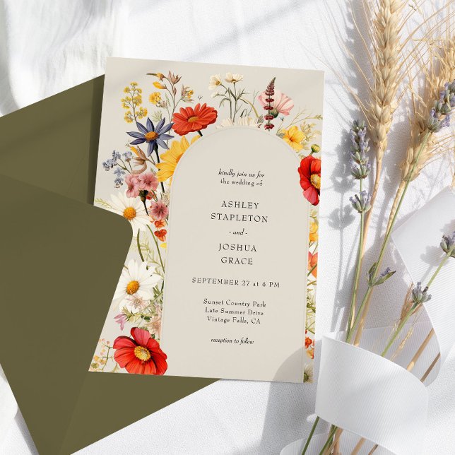 Rustikale Wildblume Elegante Hochzeit auf dem Blum Einladung (Floral Arch wedding invitation from my Rustic Wildflower Wedding Collection)
