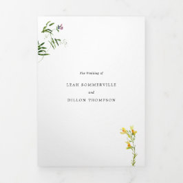 Rustikale Wildblume Elegante Hochzeit Dreifach Gefaltete Einladung