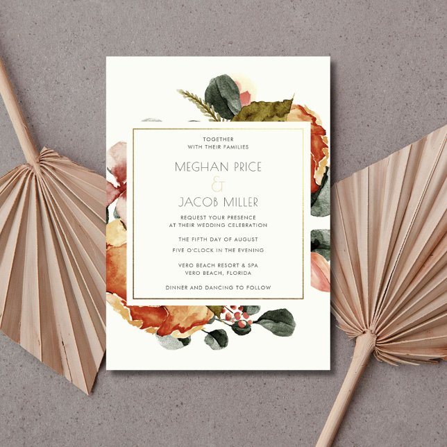 Rustikale Wildblume Fall Blumenhochzeit Einladung (Rustic Wildflower Fall Floral Wedding Invitation)