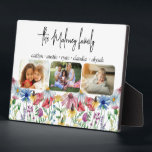 Rustikale Wildblume Familienname Kinder Namen 3 Fo Fotoplatte<br><div class="desc">Rustikales Foto mit Wildblume personalisiert mit 3 Ihrer Lieblings-Fotos, Familiennamen, Kindernamen oder Vornamen. Das Design umfasst wilde Blume in Aquarellland wie Mohn, Daisy, Maisblume, Konflower, Klee und Sedhead. Ihre Fotos werden in abgerundeten Rechteckformen dargestellt und wenn Sie Probleme mit der Platzierung haben, versuchen Sie, Ihr Bild in eine horizontale Landschaftsform...</div>
