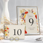 Rustikale Wildblume Floral Wedding Bold Tischnummer<br><div class="desc">Rustikale Wildblume Hochzeitskarte Tischnummer mit hübschem Blumendesign. Die Zahlenkarte grenzt an lebendige Vintage botanische wilde Blume und detaillierte Blüten in warmen Erdtönen. Ein wunderschönes Design mit Sommer- und Herbstfarben in Rot-Orange-Rosa-Blau und Creme auf neutralem Hintergrund, das Ihnen das Set der Szene für eine Vielzahl von Themen wie eine Hochzeit, Gartenhochzeit,...</div>