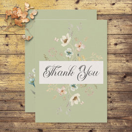 Rustikale Wildblume Frame Sage Green Wedding Dankeskarte