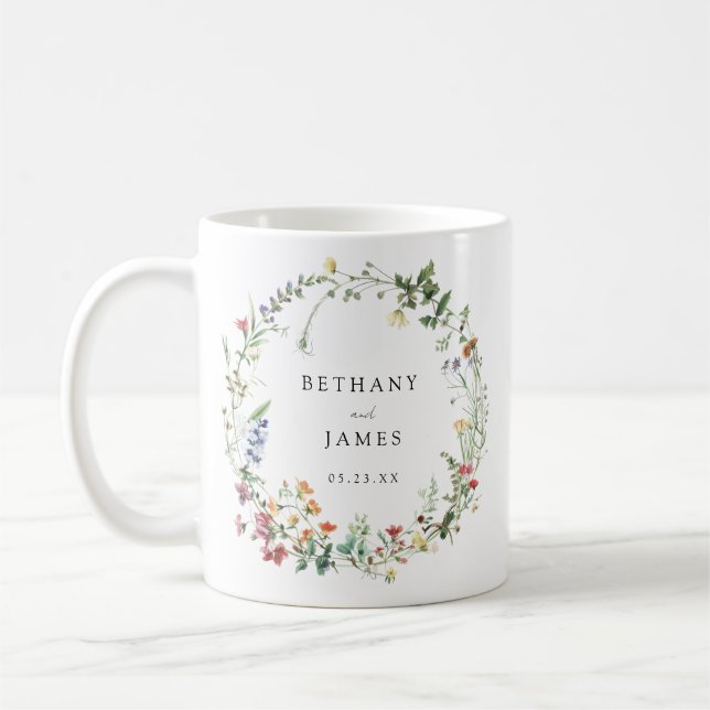 Rustikale Wildblume Gastgeschenk Hochzeit Kaffeetasse (Links)