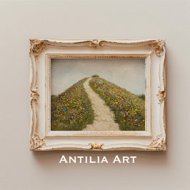 Rustikale Wildblume Hill Malerei Blume Wiese Poster